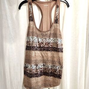 Express L racerback tank taupe color
